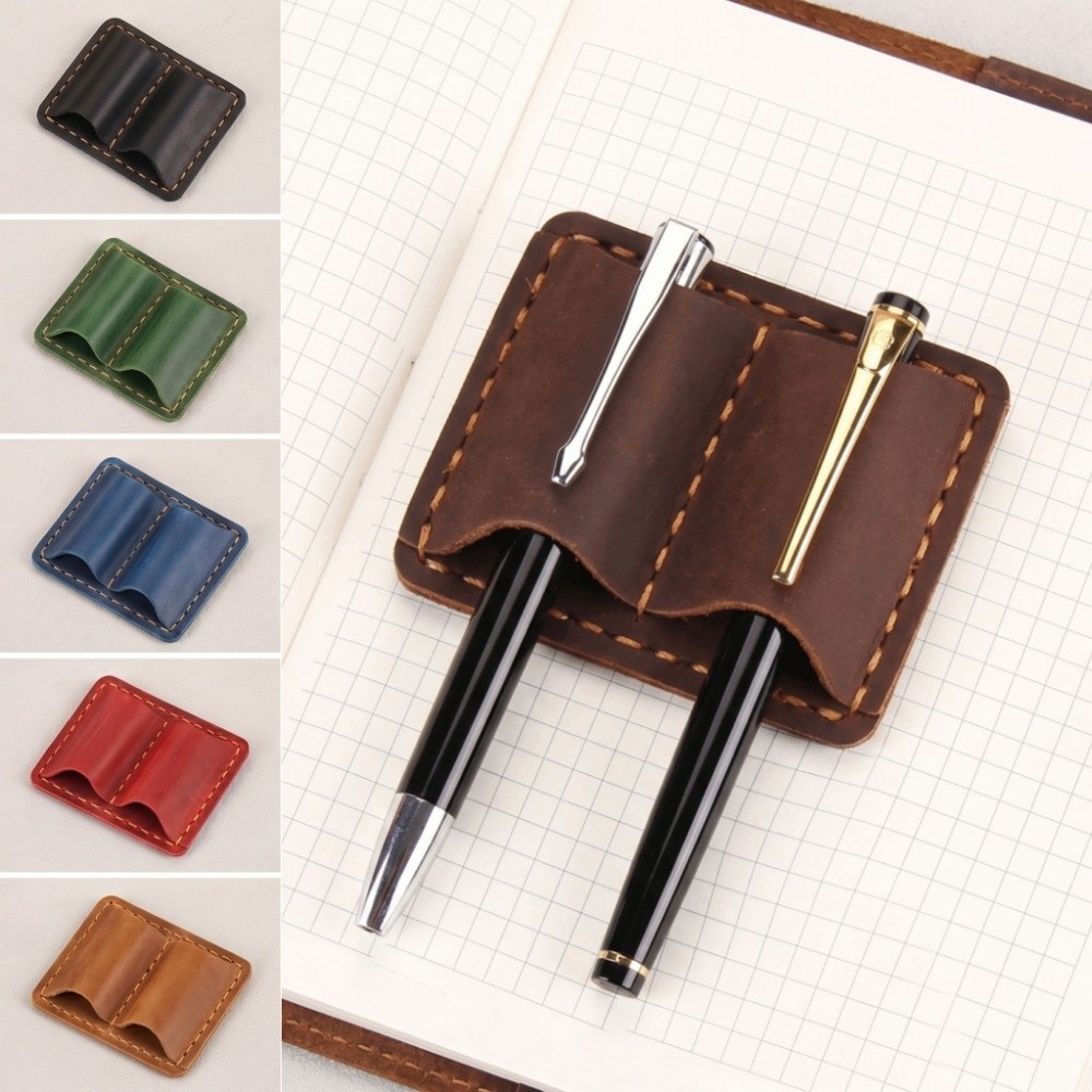 Vintage Leather Journal Notebook - Double Vintage Leather Pen Loop Holder